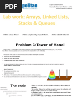 Lab Work: Arrays, Linked Lists, Stacks & Queues: Subject: Data Structures