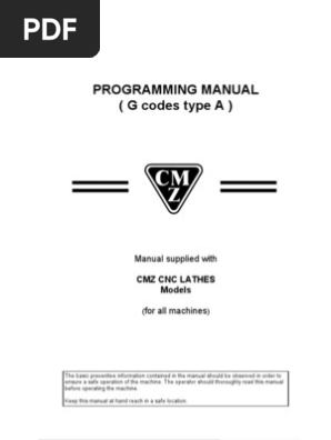 CMZ Programming Manual | PDF | Machining | Cartesian Coordinate System