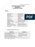 Vocabulary File Unit 4 and 5 English Ii Places and Things Places