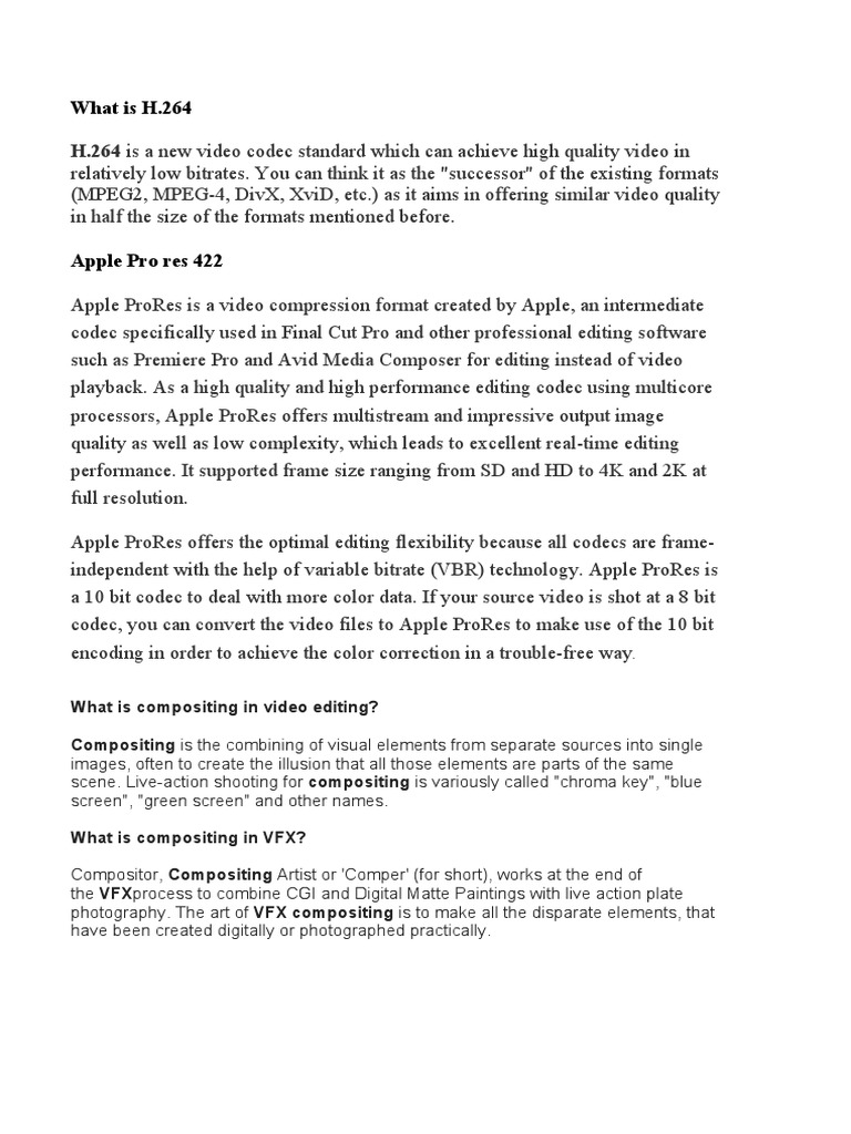 Video Editing (Notes) PDF Digital Signal Codec
