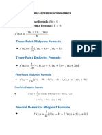 FÓRMULAS DIFERENCIACIÓN NUMÉRICA