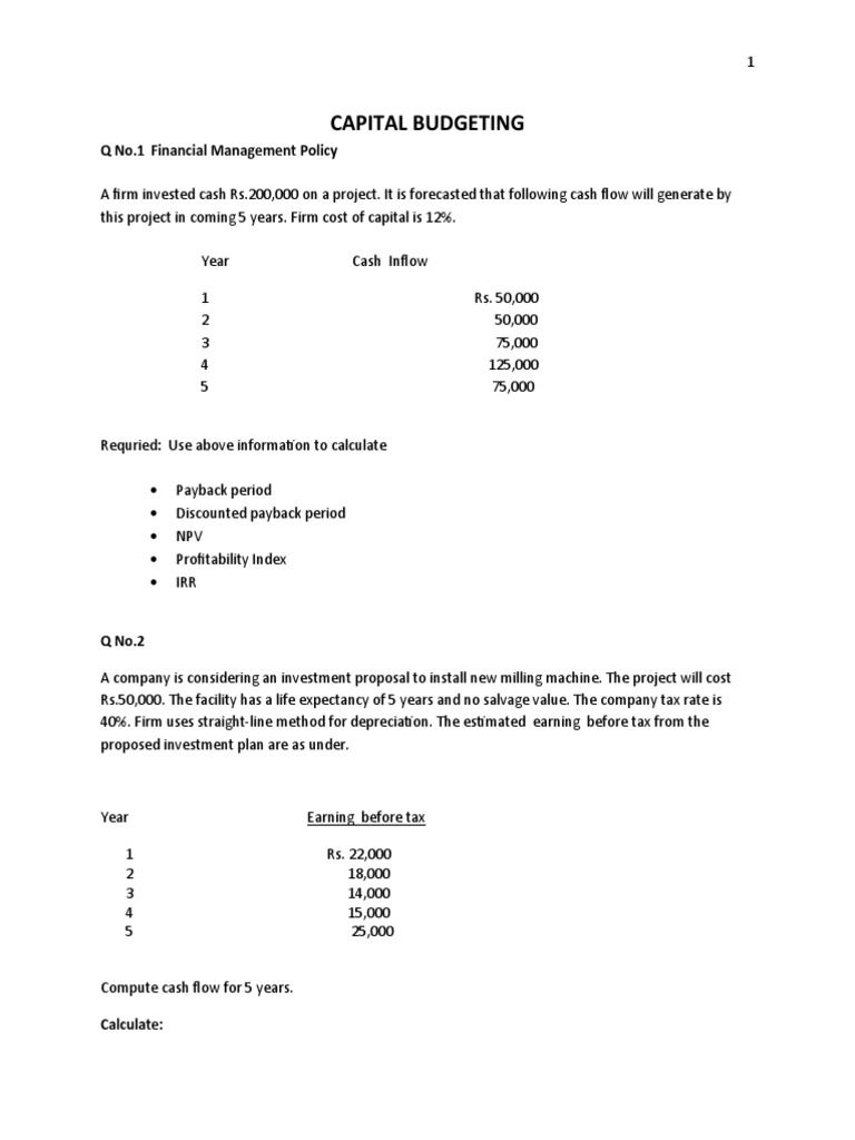 Capital Budgeting Analysis and Calculations | PDF | Depreciation ...