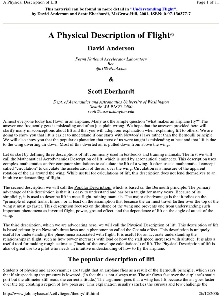 Physical Description of Flight | PDF | Lift (Force) | Drag (Physics)