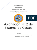 Asignacion N° 2 - Sistema de Costos