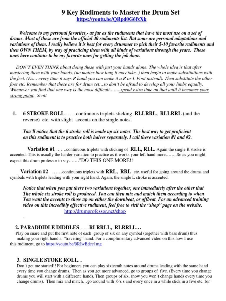 Essential Drum Rudiments to Master | PDF