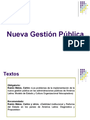 Nueva Gestión Pública | PDF | Administración Pública | Estado (política)