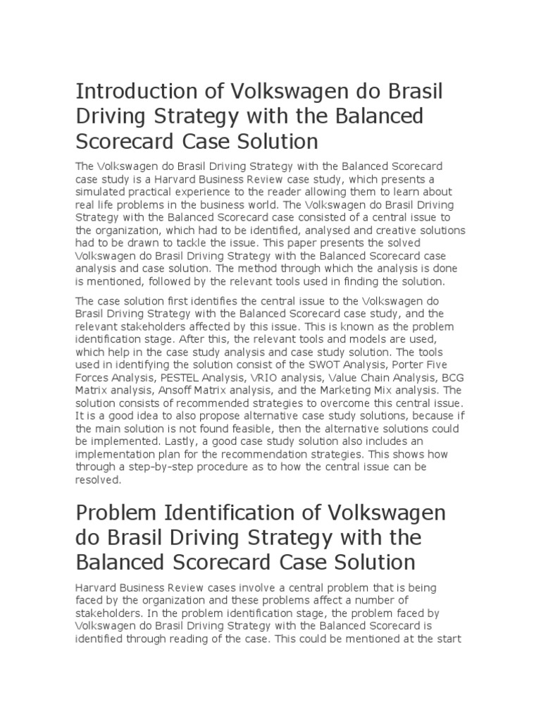 volkswagen balanced scorecard case study