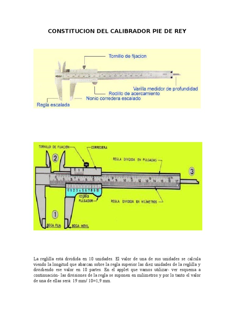 PIE DE REY 2 Instrumento de medición Enseñanza de matemática