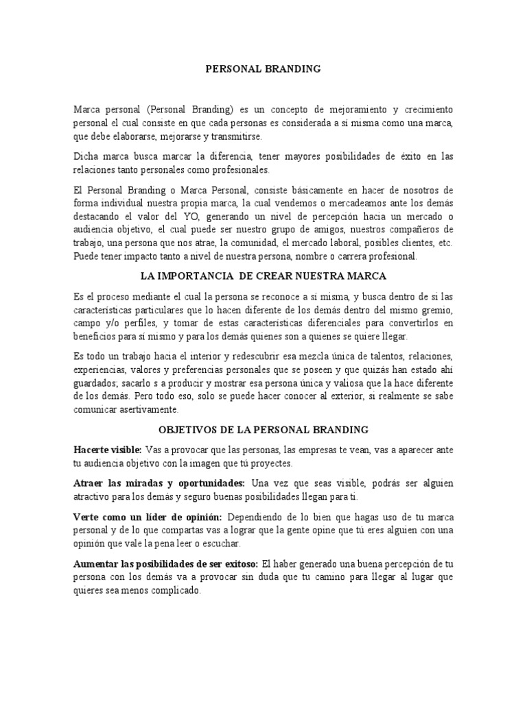 Importancia del Personal Branding | PDF | Gestión de la marca | Marca