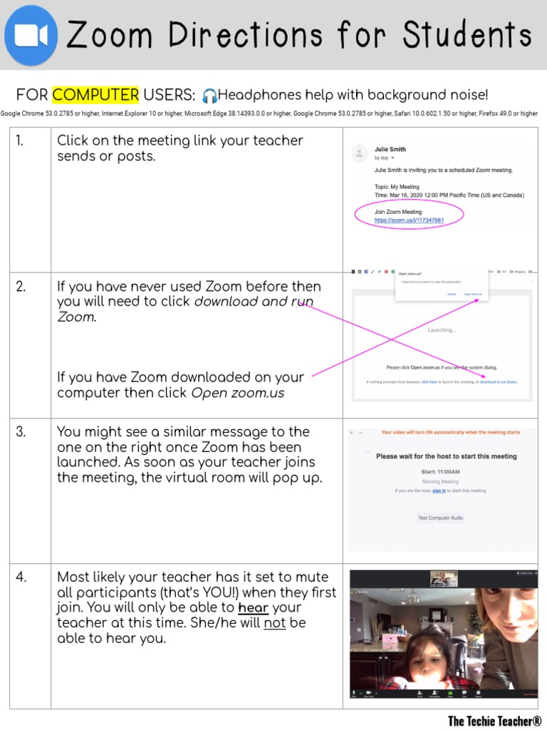 Zoom Directions For Students | PDF | Headphones | Multimedia