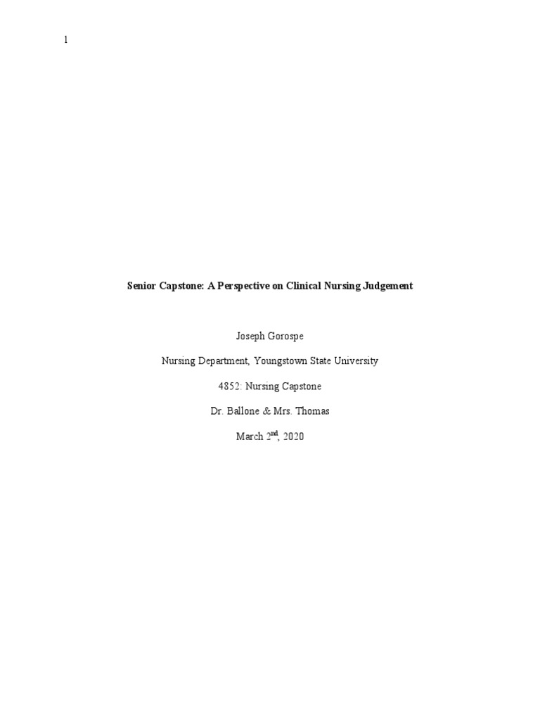 Scholarly Capstone Paper | PDF | Critical Thinking | Nursing