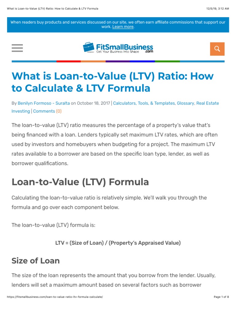 Understanding Loan-to-Value (LTV) Ratio | PDF | Loan To Value Ratio ...