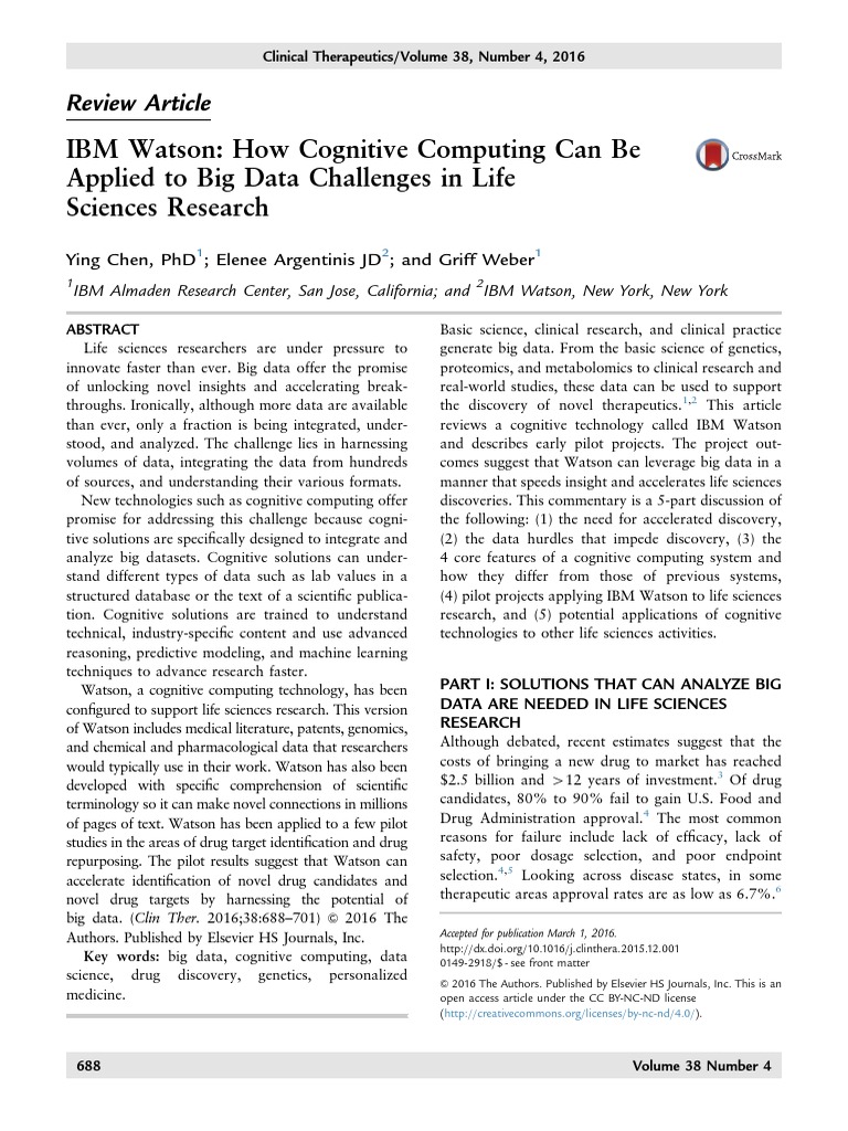 Cognitive Computing in Life Sciences | PDF | Artificial Intelligence ...