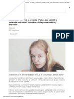Muere Noa Pothoven, La Joven de 17 Años Que Solicitó La Eutanasia en Holanda Por Sufrir Estrés Postraumático y Depresión - BBC News Mundo PDF
