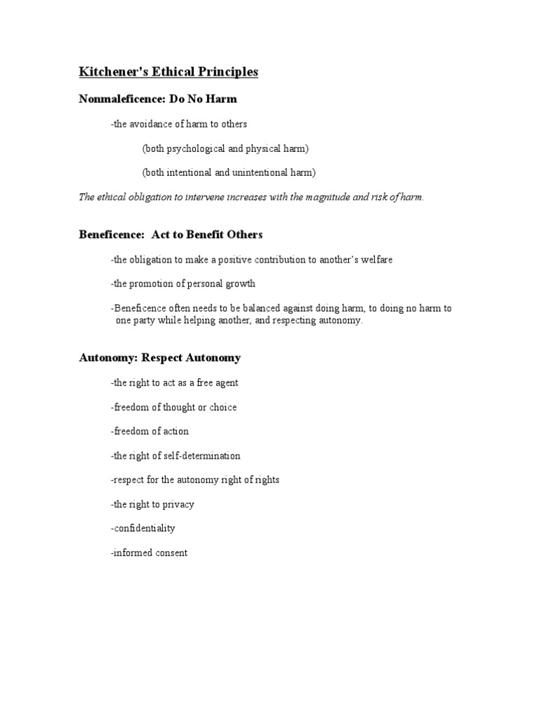 Kitchener's Ethical Principles Explained | PDF