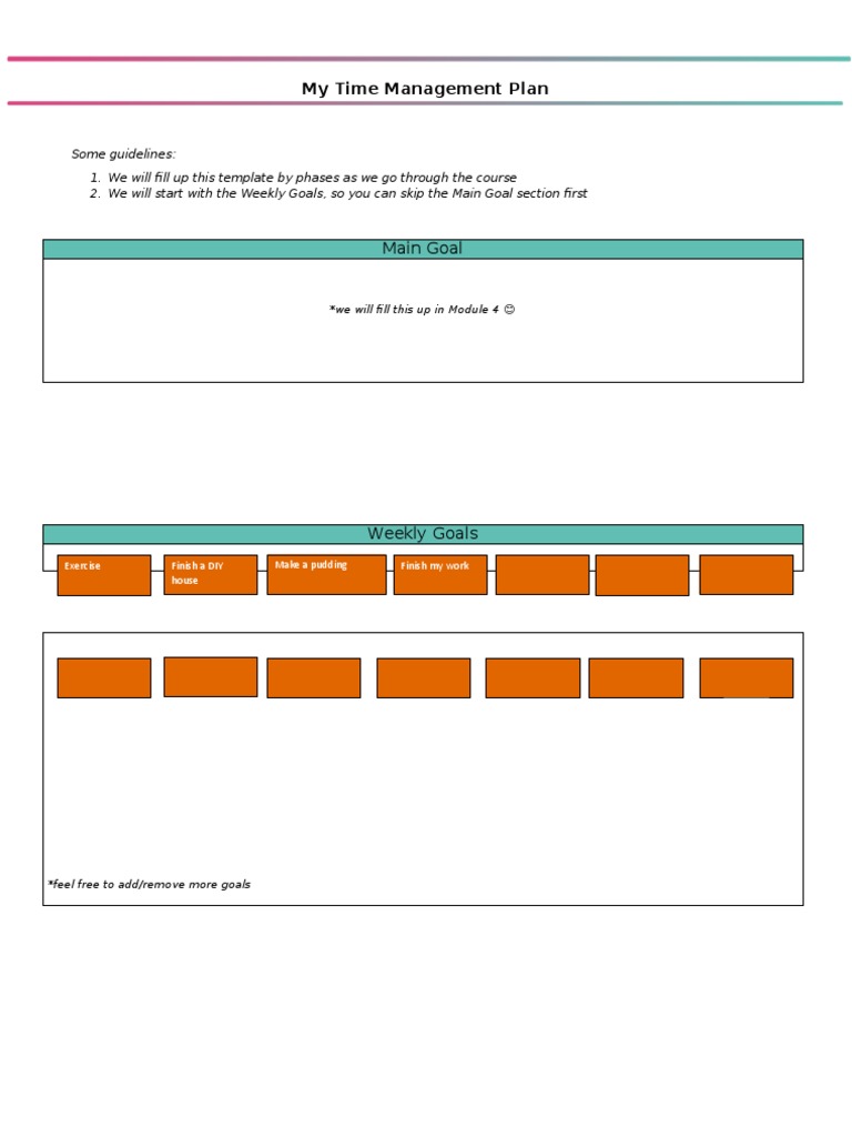 My Time Management Plan: Main Goal | PDF | Career & Growth