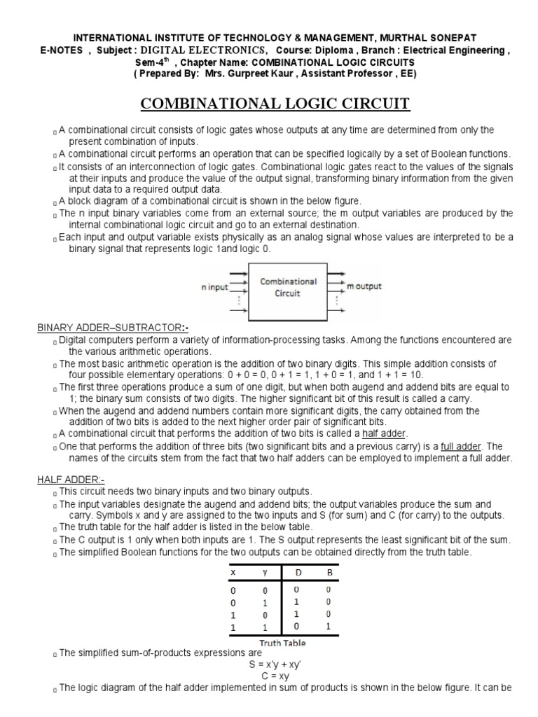 Combinational Logic Circuit PDF Logic Gate Digital Electronics