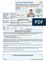 Central Airmen Selection Board Test Admit Card