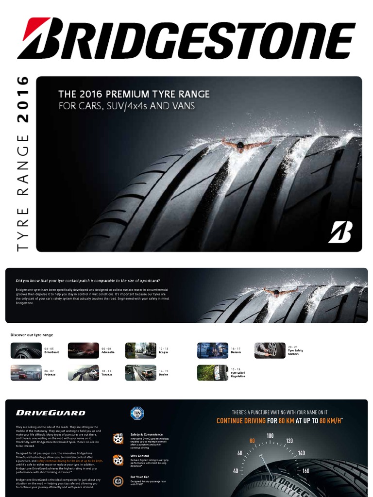 Bridgestone 2016 Tyre Range Overview | PDF | Tire | Fuel Economy In ...