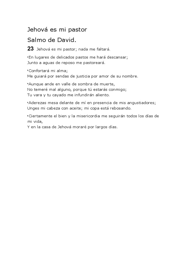 Salmo 23: Jehová es mi Pastor | PDF | Religión y espiritualidad