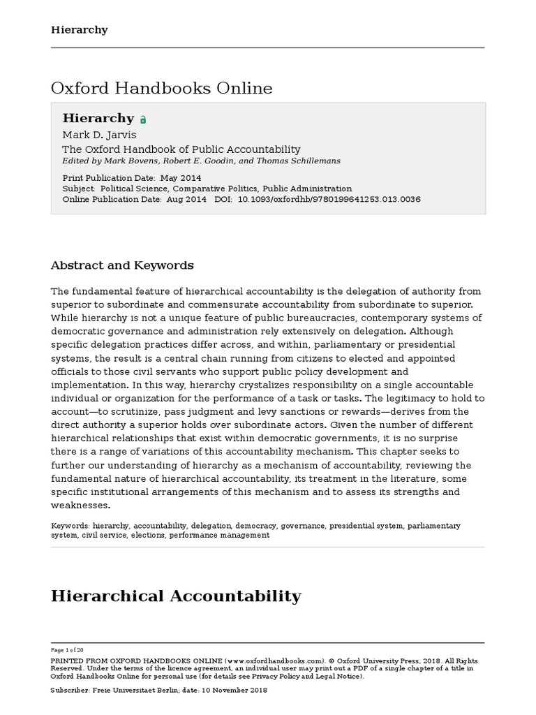 Oxford Handbooks Online Hierarchy PDF Hierarchy Accountability