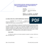 Modelo de Solicitud de Sustitución Del Abogado Apoderado Del Auxiliado en Caso de No Residencia en El Lugar Donde Va A Continuar El Proceso