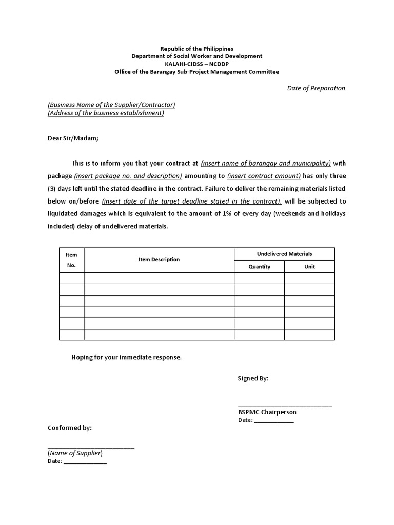 7A. Draft of Demand Letter (3 Days Prior) | PDF