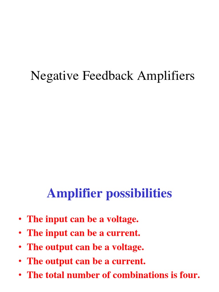 Negative Feedback Amplifiers PDF Amplifier Operational Amplifier