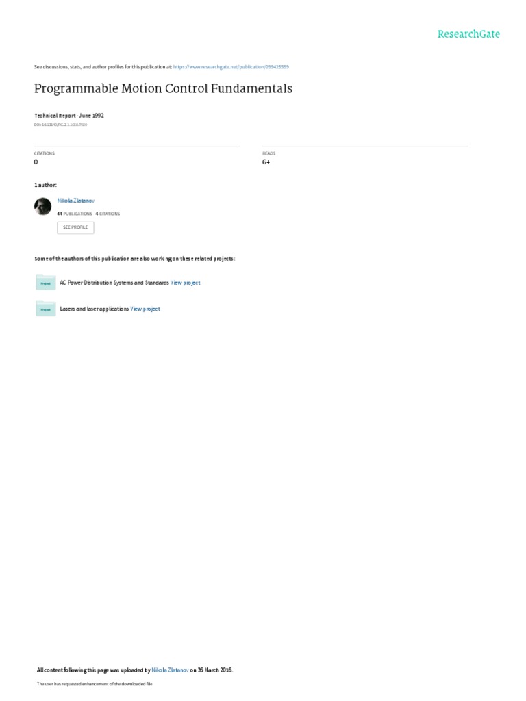 Programmable Motion Control Fundamentals PDF Electric Motor Actuator