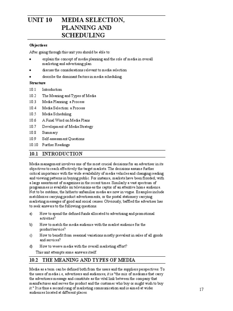 Media Planning and Scheduling Strategies | PDF | Target Audience | Mass ...