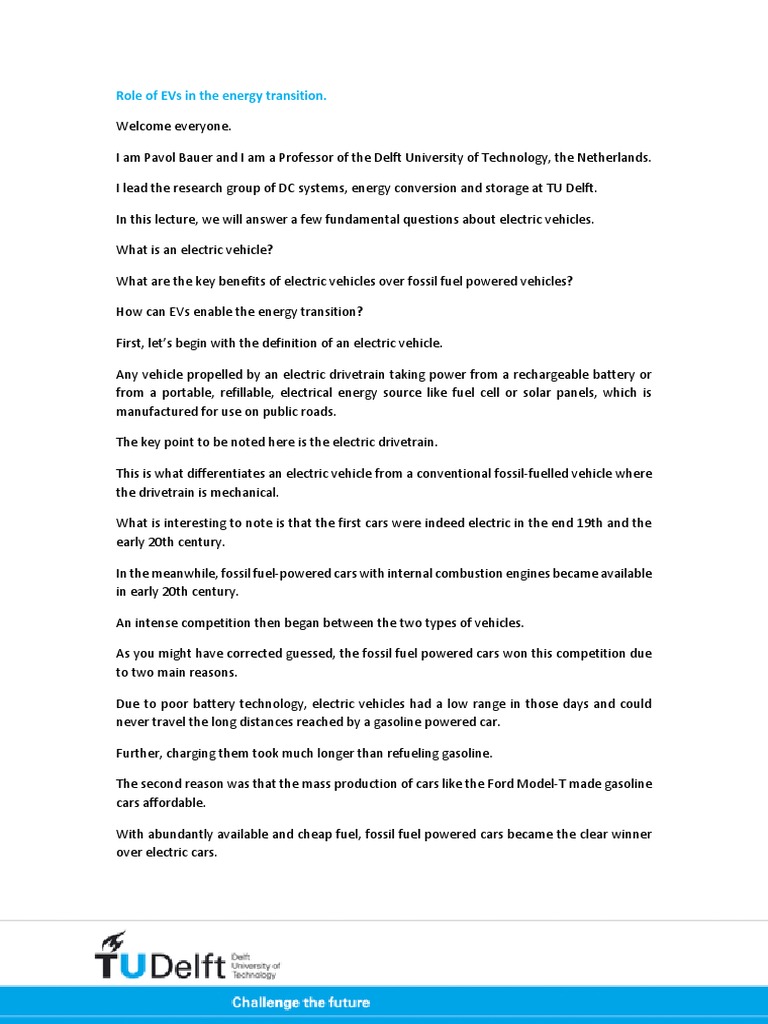 eCARS1x 2018 I11 Role of EVs in The Energy TransitionTranscript PDF