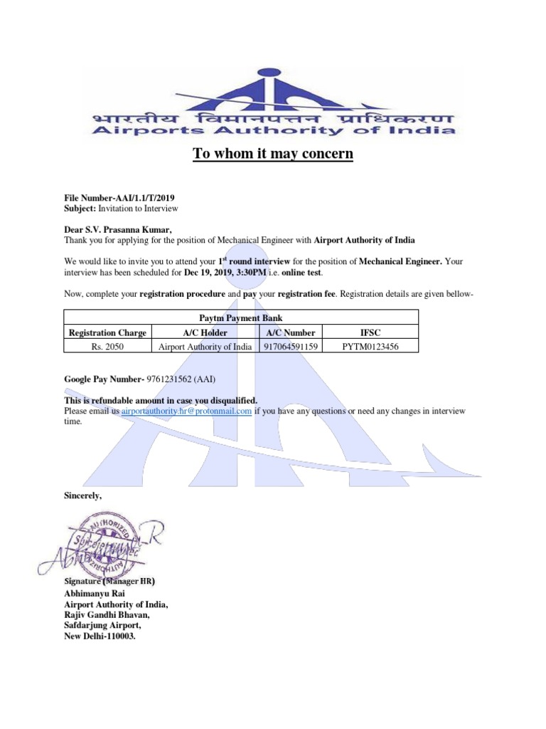 Invitation To Interview | PDF