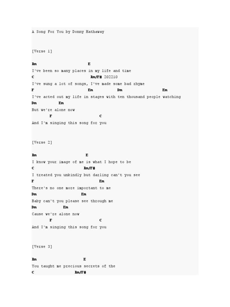 A Song for You - Donny Hathaway Lyrics | PDF