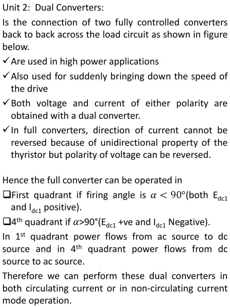 Unit 2 Converters (Dual Converter) PDF Power Electronics Direct