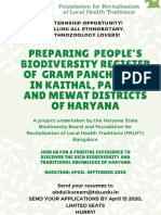 Preparing People'S Biodiversity Register of Gram Panchayats in Kaithal, Palwal and Mewat Districts of Haryana