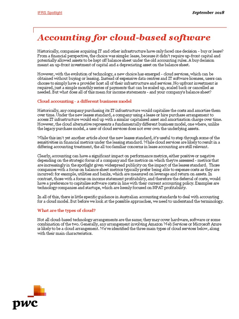 Spotlight Accounting For Cloud Based Software PDF | PDF | Software As A ...