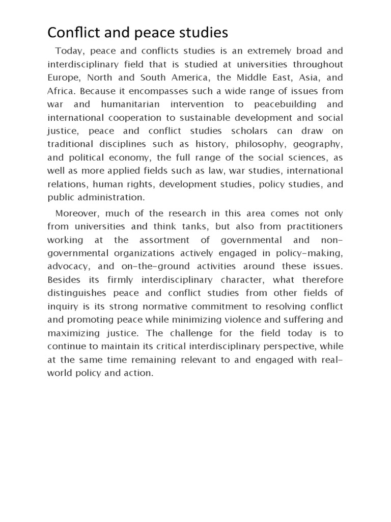 Conflict and Peace Studies | PDF | Politics | Social Science