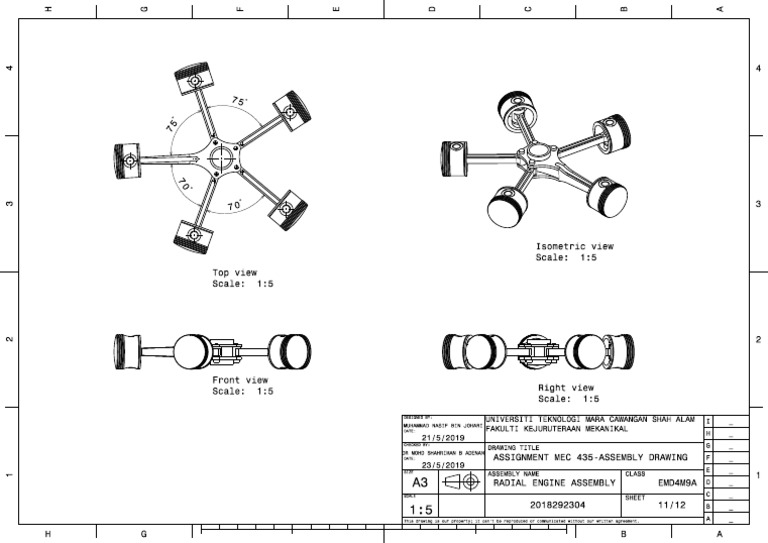 Radial Engine Assembly Drawing PDF | PDF