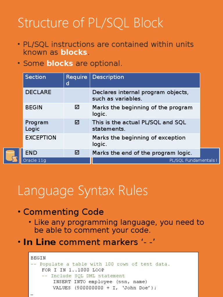 03b - PL-SQL Fundamentals I - PL-SQL Blocks | PDF | Pl/Sql | Control Flow