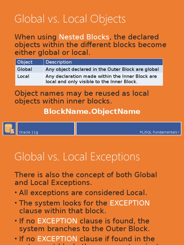 08b - PL-SQL Fundamentals I - Global Vs Local Objects | PDF