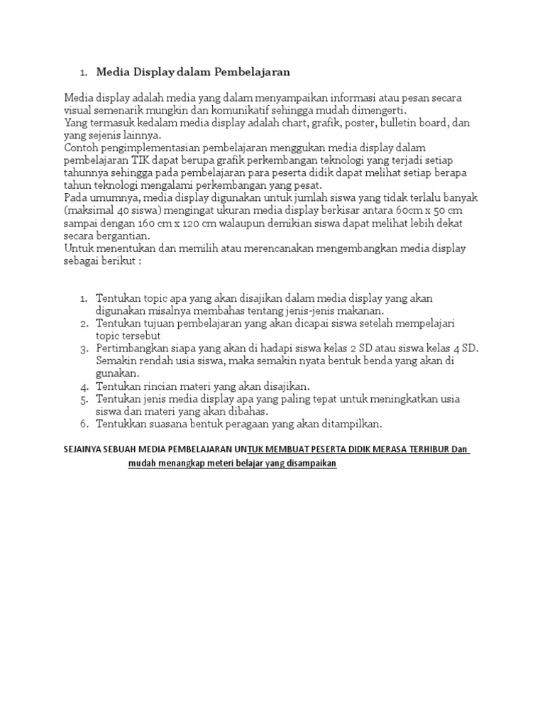 Media Display Dalam Pembelajaran PDF