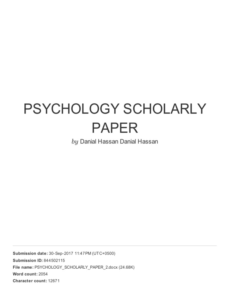 Psychology Scholarly Paper Analysis | PDF