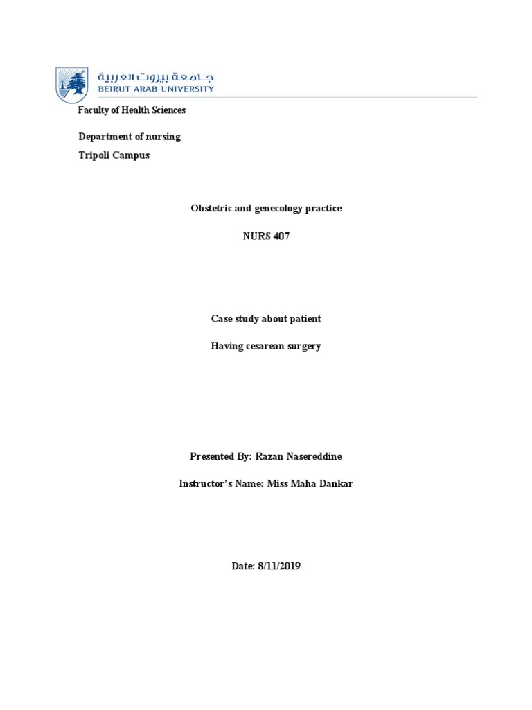 Cesarean Surgery Case Study and Care Plan | PDF | Caesarean Section ...