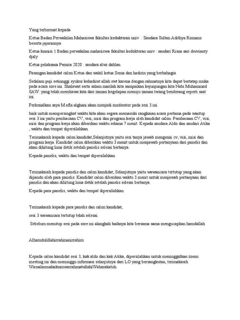 Yang Terhormat Kepada | PDF