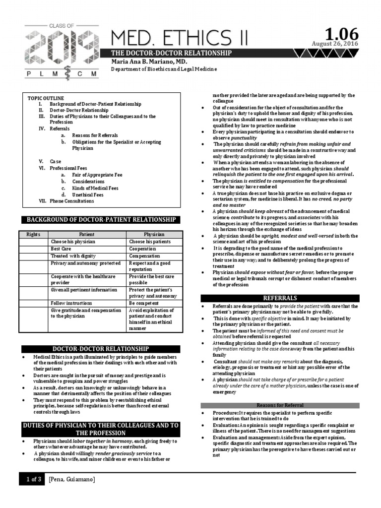 Doctor-Doctor Relationship Ethics | PDF | Physician | Medical Ethics