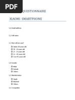 Questionnaire Xiaomi Smartphone