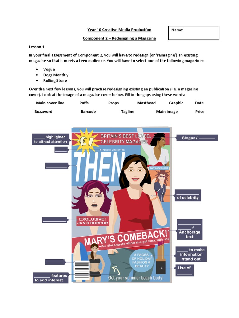 Year 10 Magazine Redesign Project Guide | PDF | Magazines | Mass Media
