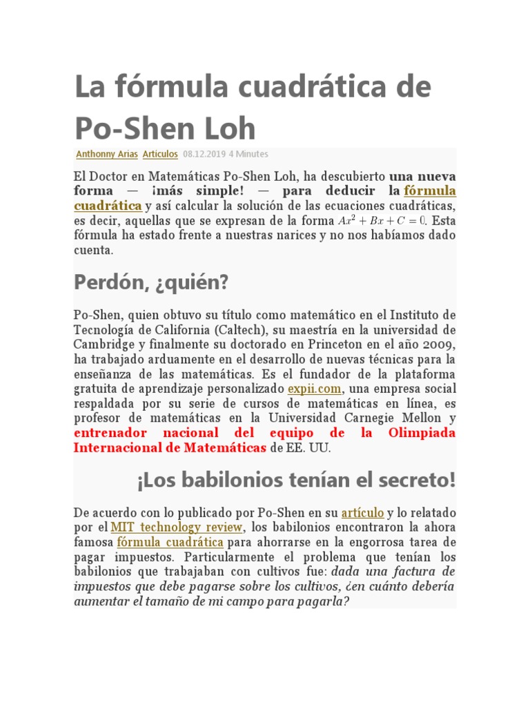 Po Shen Loh | PDF | Ecuaciones | Álgebra
