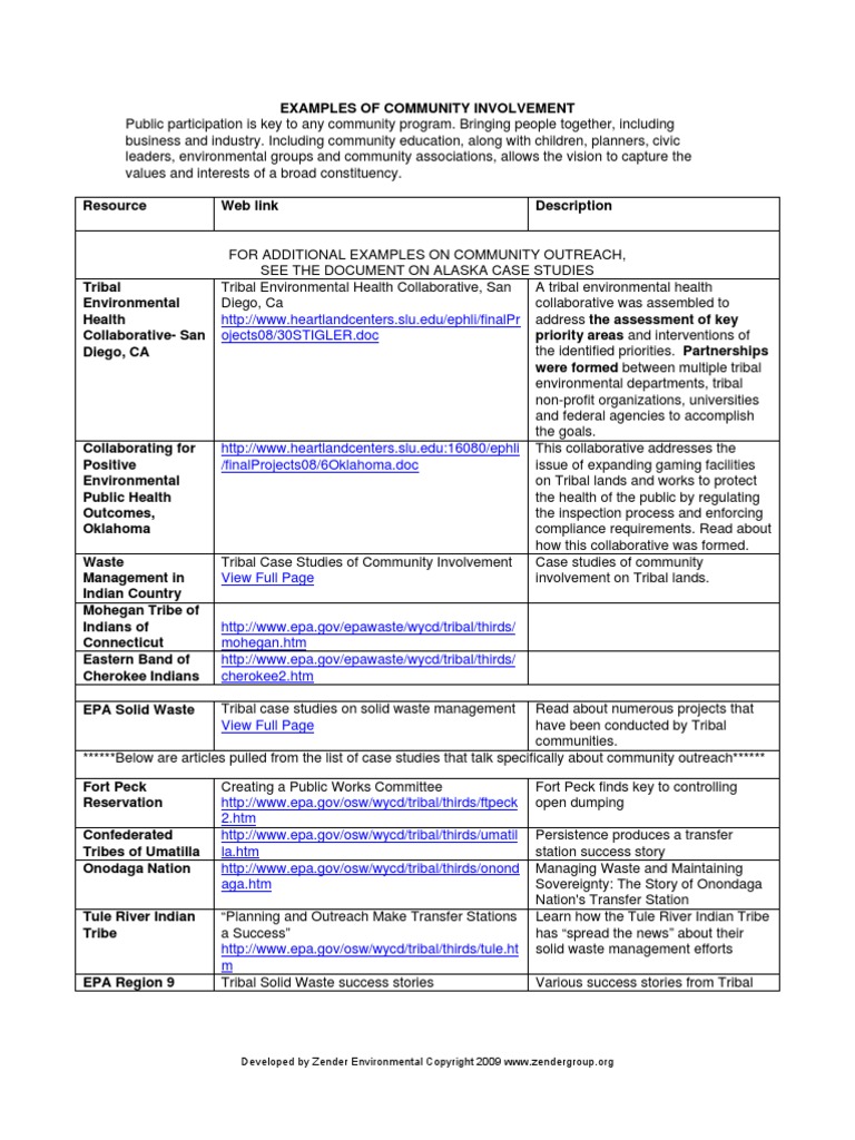 EXAMPLES OF COMMUNITY INVOLVEMENT: Public Participation Is Key | PDF ...