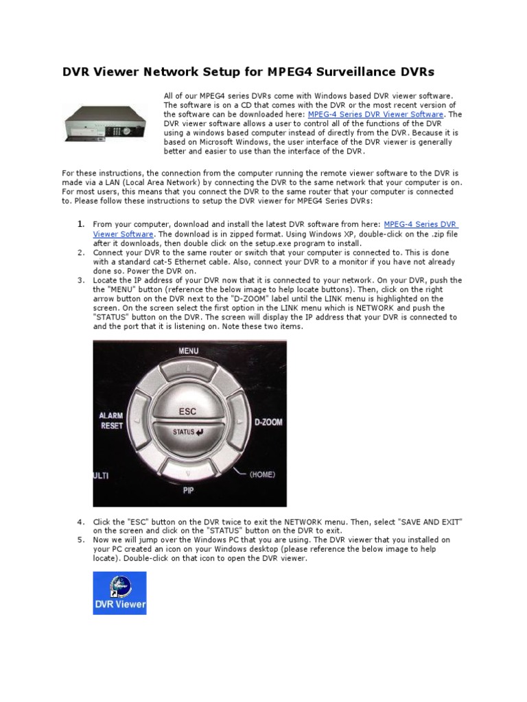 DVR Viewer Network Setup For MPEG4 Surveillance DVRs | PDF | Leisure ...